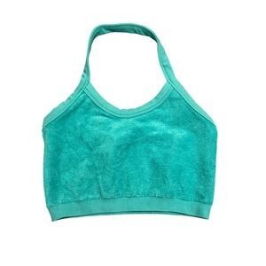Aritzia Light Blue Terry Halter Sports Bra